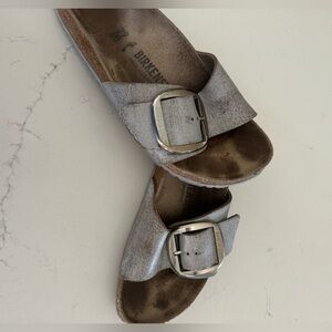 Big Buckle Silver Birkenstock Sandals